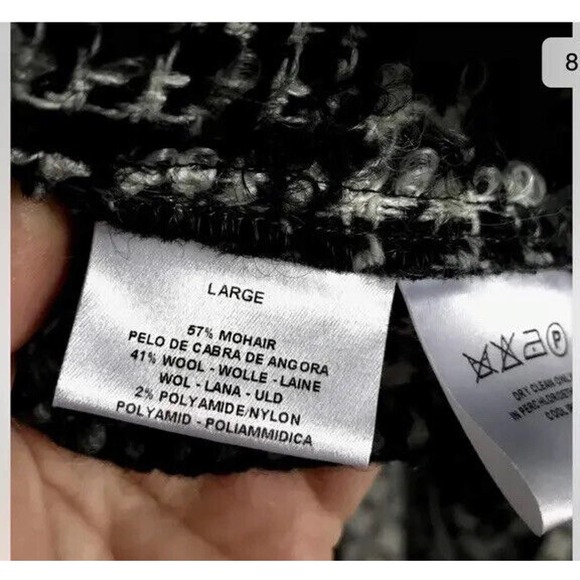 Womens JAEGER Black & Cream Mohair Cardigan Coat Jacket Size Large - Picture 3 of 7